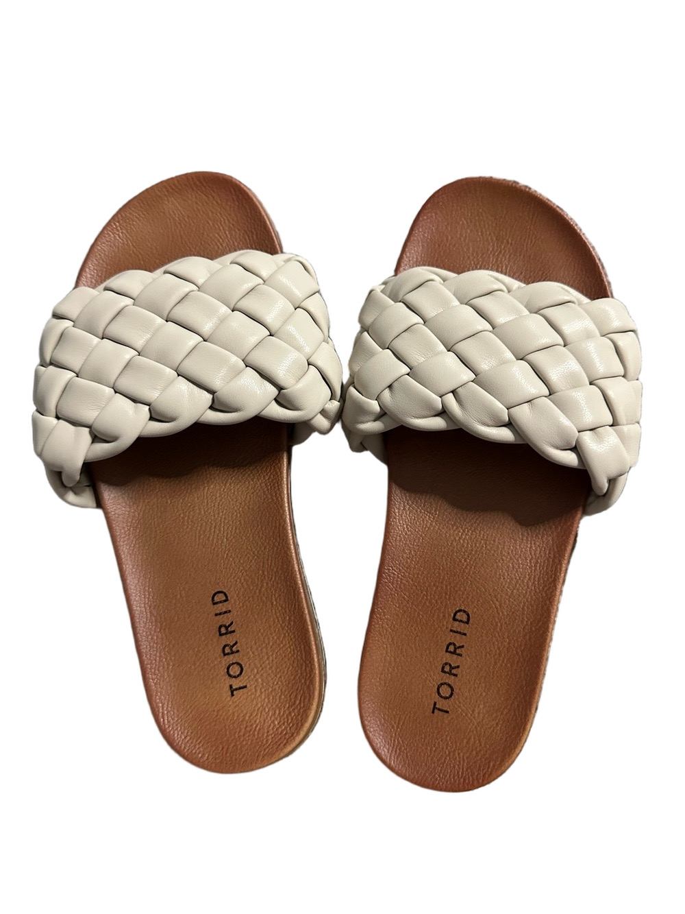 Torrid NWOT Cream Braided Slide Sandals